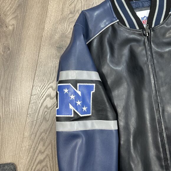 Dallas Cowboys Jacket Mens XL Vintage Black Faux Leather, G-III Bomber NFL - Picture 7 of 12